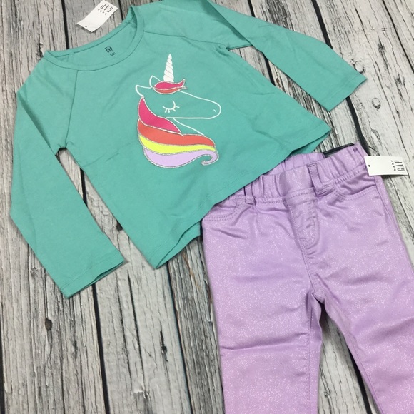 Gap Girls 12 18 24 2T Unicorn Outfit - Picture 2 of 7